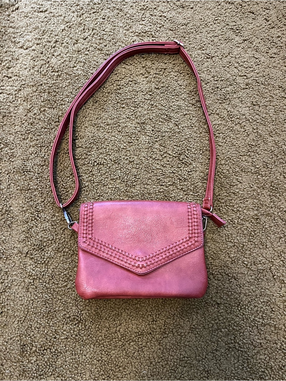 Women's rusty red Crossbody Bag with Braided Flap